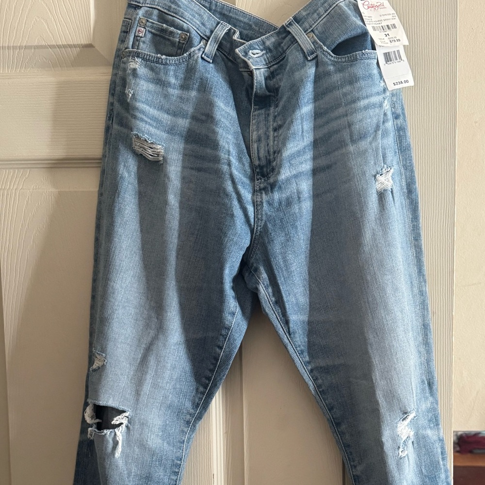 AG Adriano Goldschmied Women's Distressed Blue Jeans